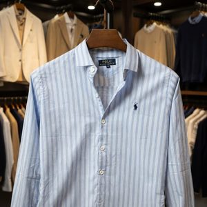 Sky Blue triple stripe old money shirt 