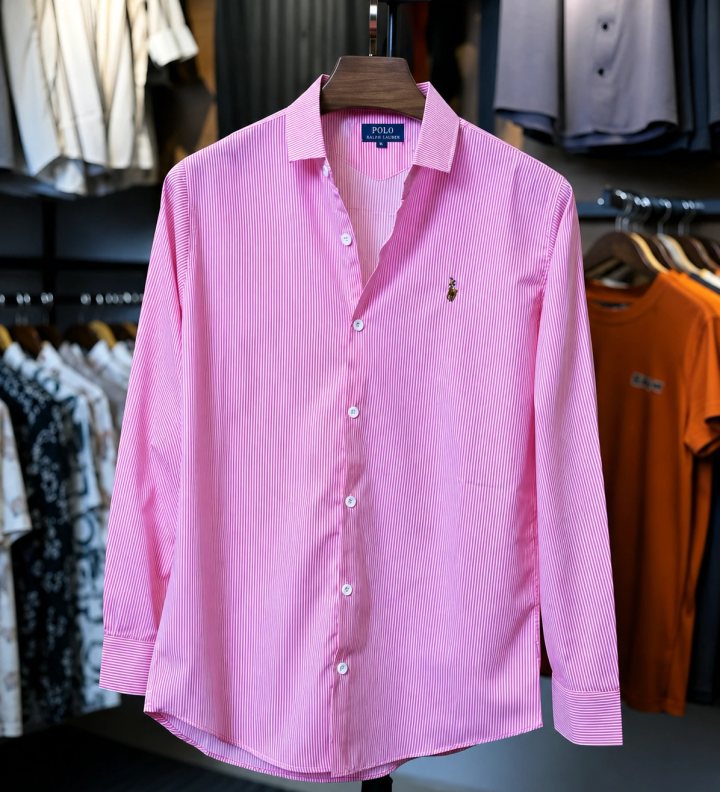 Pink Thin Stripe Old Money Shirt 