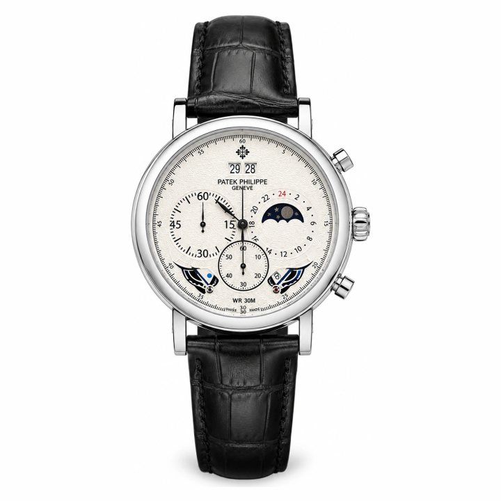 Elegant Patek Philippe Style Moonphase Chronograph Watch – Black Leather Strap
