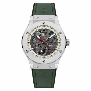 Hublot Classic Fusion Skeleton Dial Watch – Olive Green & Silver