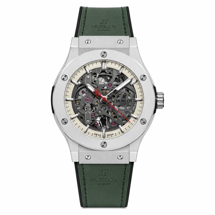 Hublot Classic Fusion Skeleton Dial Watch – Olive Green & Silver